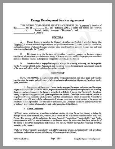 Energy Development Services Agreement