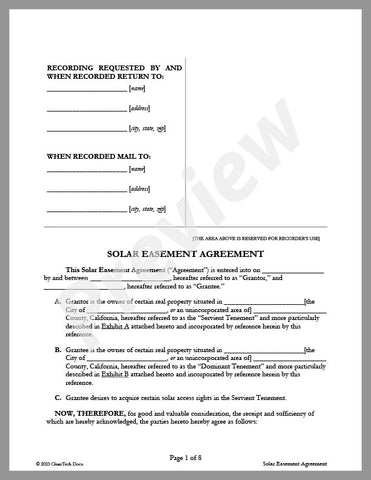 Solar Easement Agreement (CA)